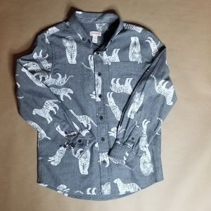 Cat & Jack Boy's Long Sleeve Tiger Print Shirt